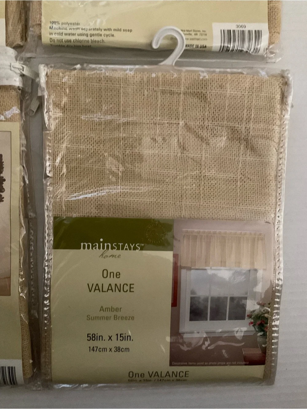 NEW Mainstays Lot of 4 Amber Summer Breeze Valances- Light Brown Window Topper